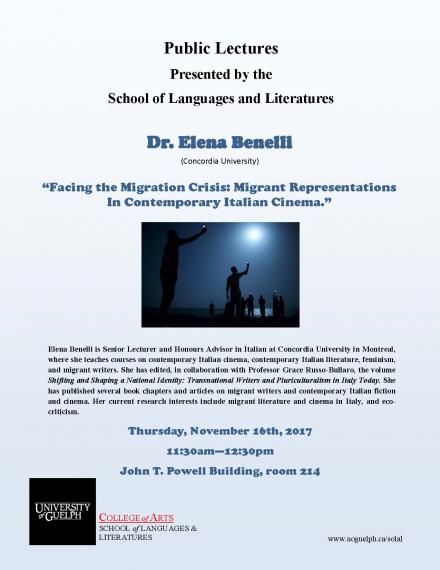 Poster for Dr. Elena Benelli's lecture