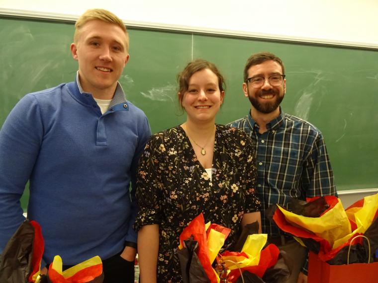 Left to Right: Alumni at Careers for Historians Night: Ryan Covel, Sara Wilmshurst, Fraser Telford.