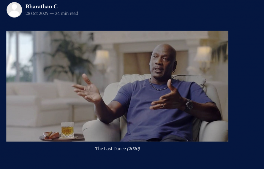 screenshot from Bharathan Chandrasekaran writes on "The Invisible Michael Jordan"