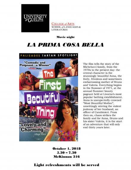 Poster to advertise Italian Movie night on October 1st