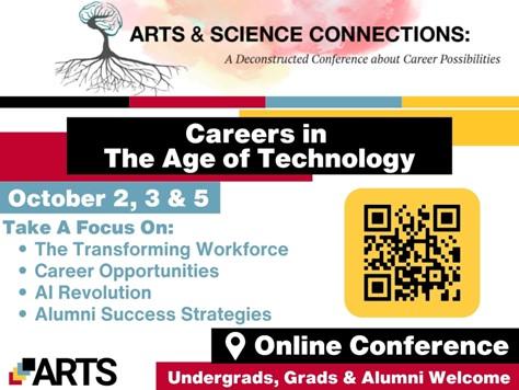 image that describes conference details including that it will be held on October second, third, and fifth, as well as a QR code to the website.