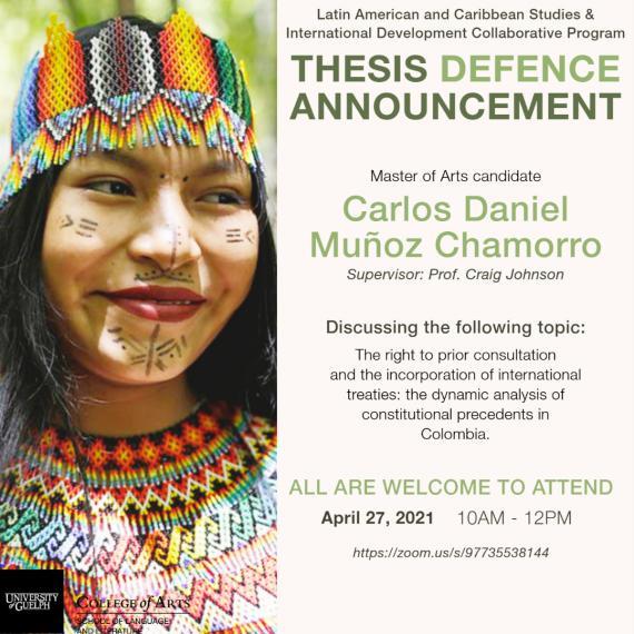Poster of Carlos Daniel Munoz Chamorro's master thesis defence