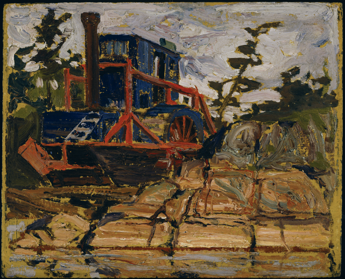 Painting by Tom Thomson, The Alligator, Algonquin Park, 1916, oil on composite wood-pulp board, 21.5 × 26.8 cm. Gift of Stewart and Letty Bennett, donated by the Ontario Heritage Foundation to the University of Guelph, 1989. University of Guelph Collection at the Art Gallery of Guelph