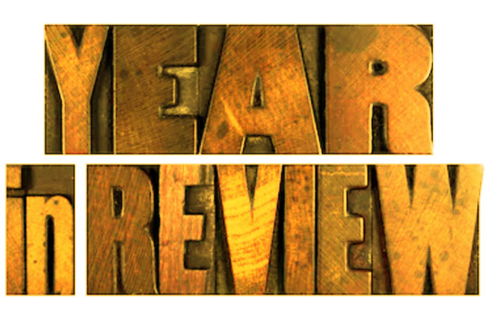 wood type letters spelling "year in review"