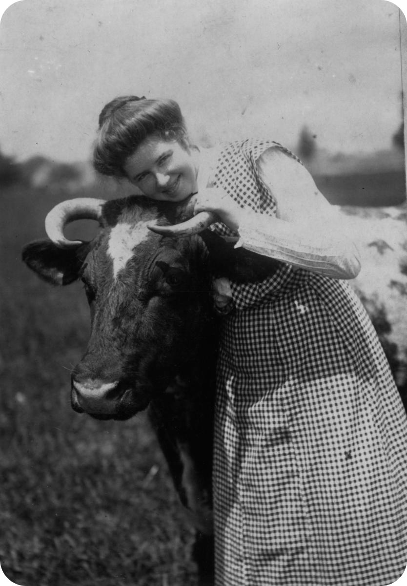 woman with cow