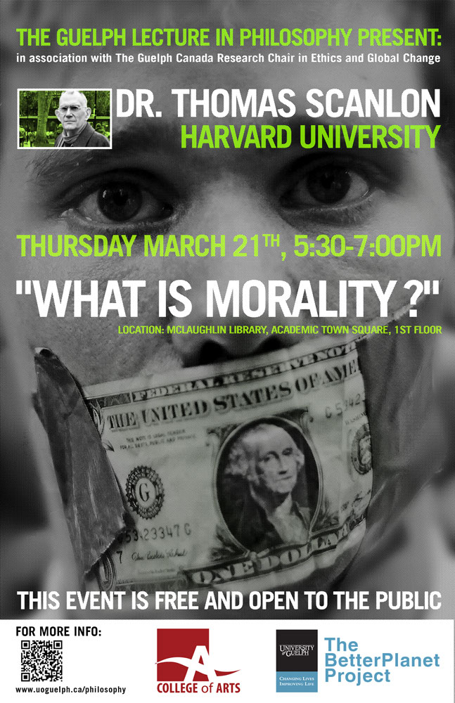 Poster for Dr. Tim Scanlon's What is Morality Talk