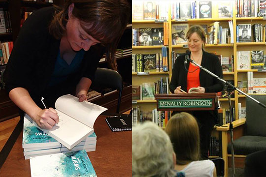 Lauren Carter signing books and giving a reading at McNally Robinson bookstore.