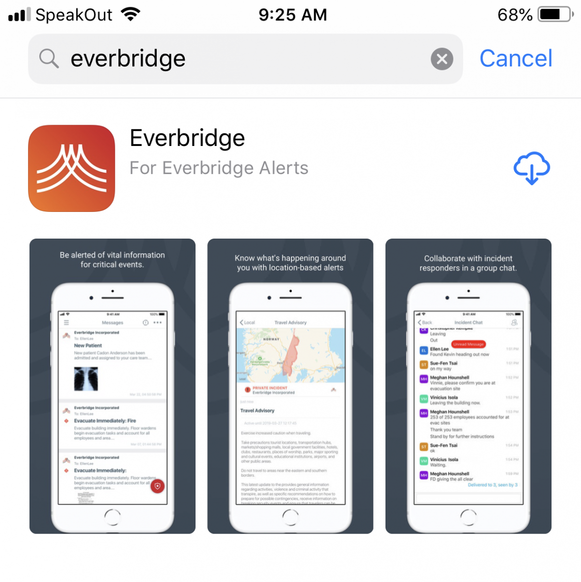 App store search for Everbridge