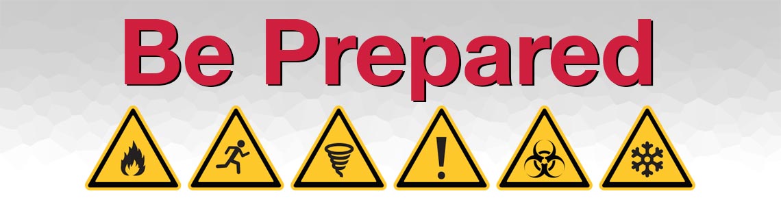 Be Prepared Logo with hazard symbols