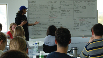 students working on a white board