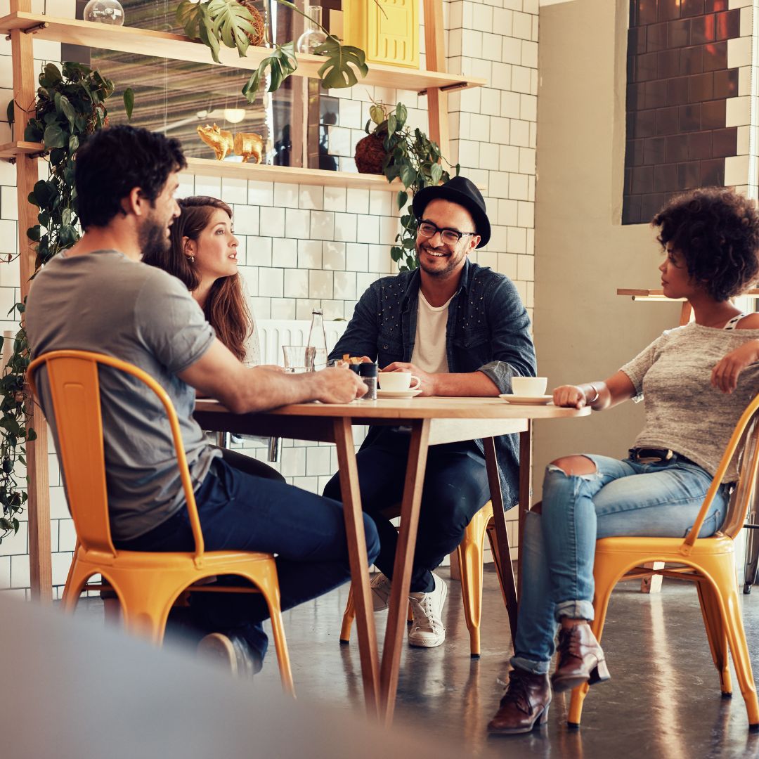 people sitting in a cafe