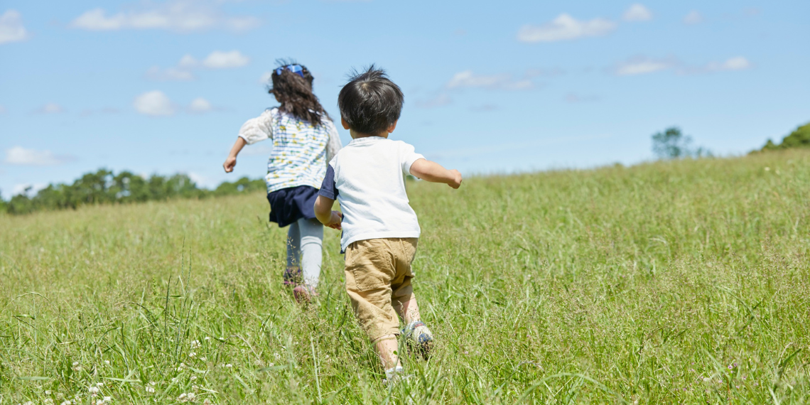 Children running outside
