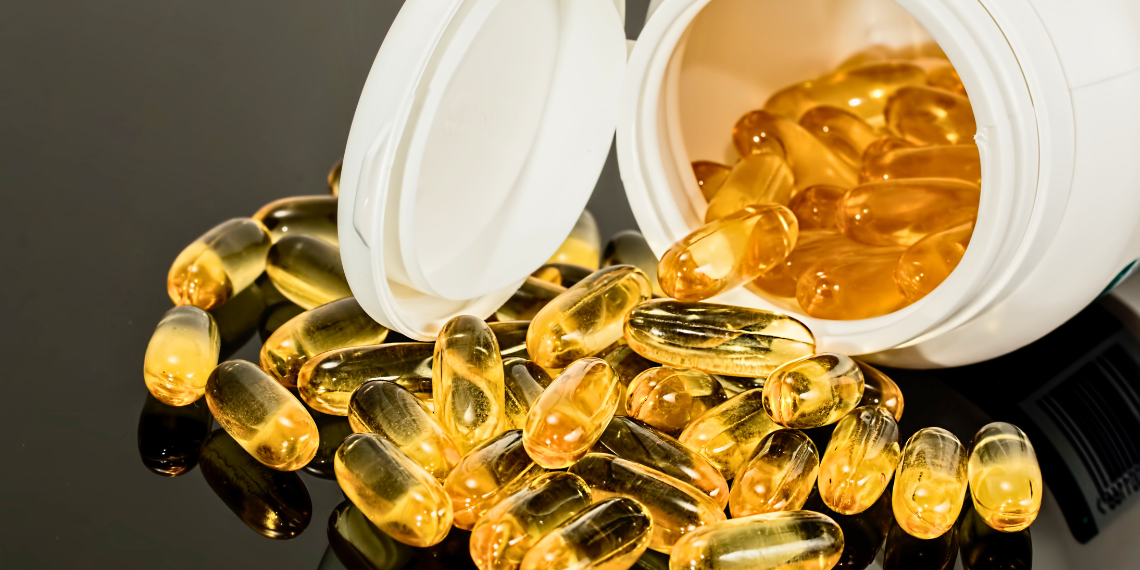 Jar of Omega-3 pills