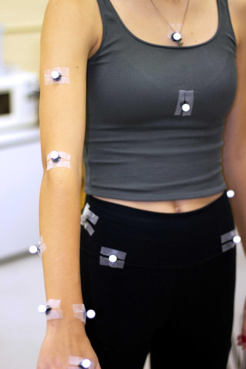 Student wears sensors to track movement