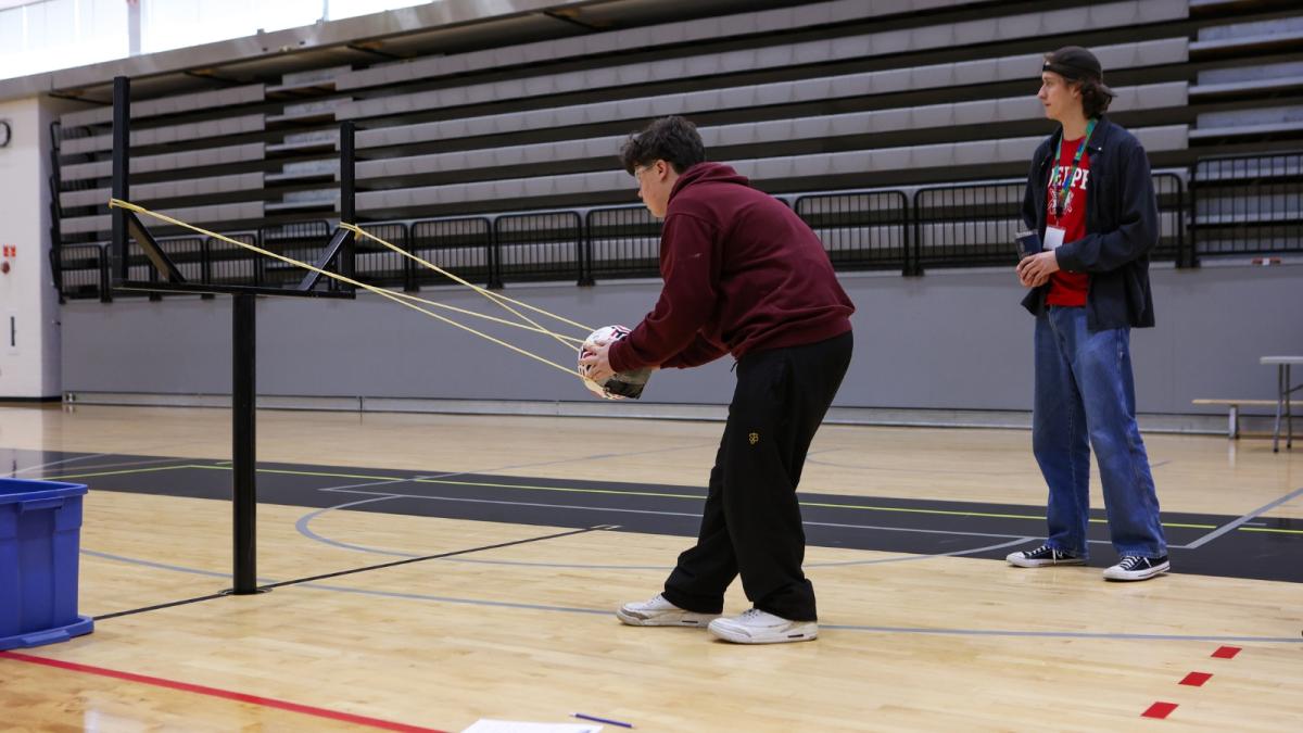 A student taking part in the Phurious Phowl Physics activity.