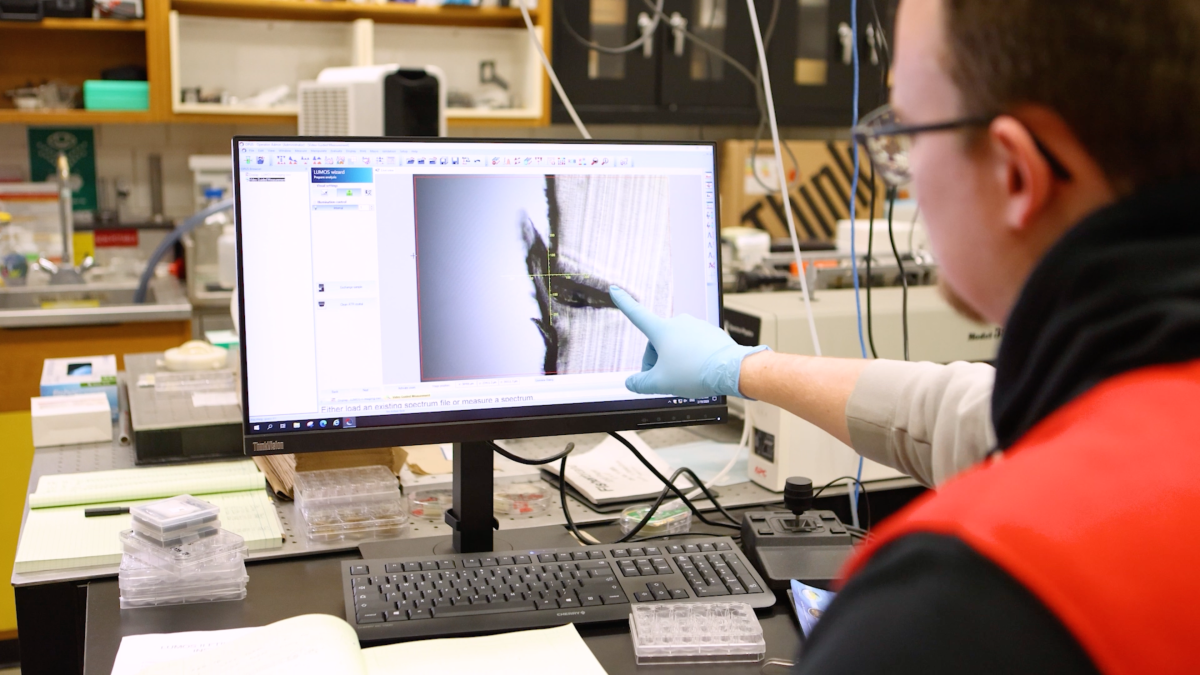 Thomas Toet pointing at a screen.