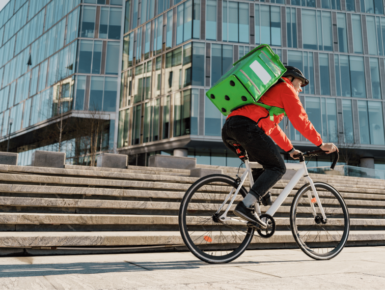 A person biking.