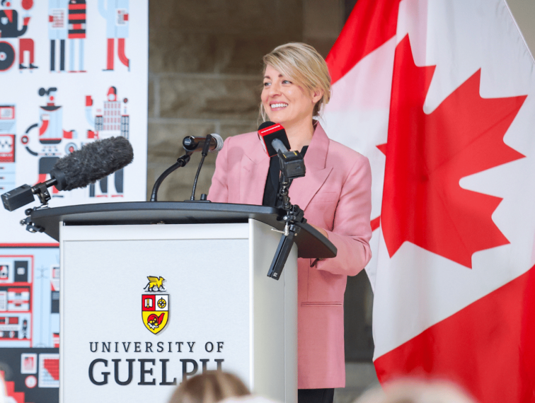 Mélanie Joly, minister of industry and minister responsible for Canada economic development for Quebec regions, speaks at an event at the University of Guelph