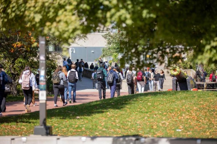Students walking on campus