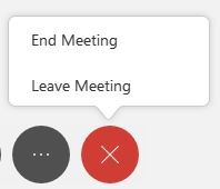 End or Leave Meeting options within the red x