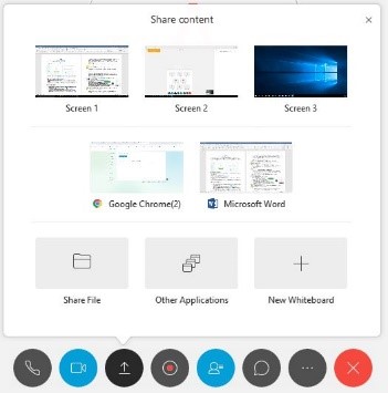 Share content options within the Share Content button