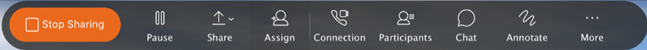 Grey Share bar image that tells you which screen or application you are sharing