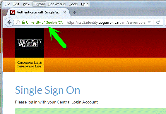 Genuine SSO login page confirmed in FireFox