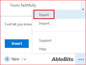   Image highlighting the Export menu option in the Show Templates window