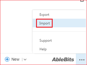  Image highlighting the Import menu option in the Show Templates window