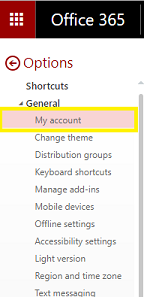 Microsoft Office 365 Settings (the gear icon)