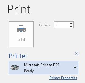 Microsoft O365 Print to PDF