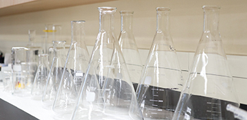 Beakers on countertop in U of G lab