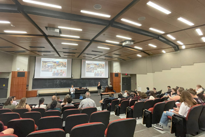 Zoomed out image of full lecture hall