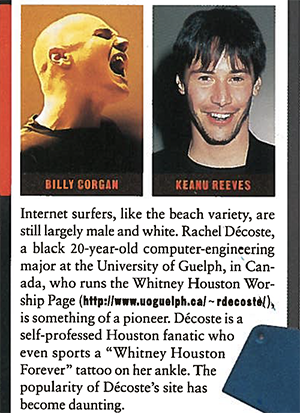 Screenshot of Us Magazine PDF writeup about Rachel's website dedicated to Whitney Houston