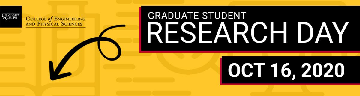 Graduate student research day promo banner with CEPS logo and arrow pointing down