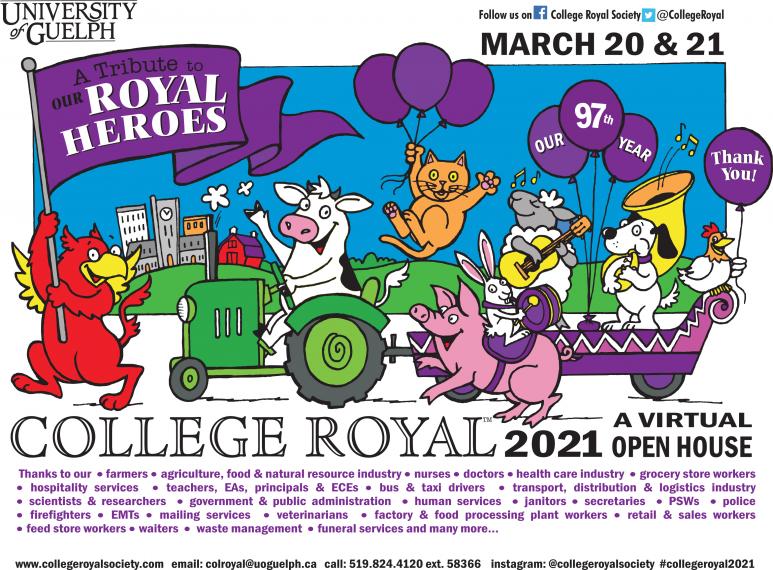 Promotional banner for College Royal event with flag "Royal Heroes"