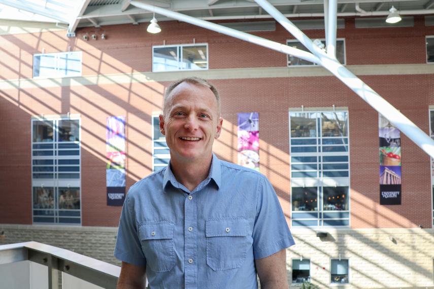 Image of Bill in Summerlee Science Complex atrium