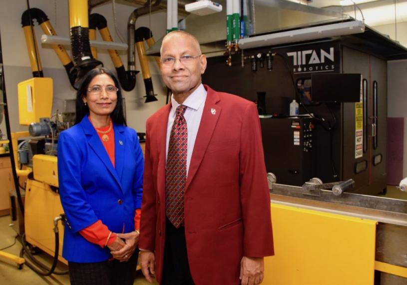 Amar Mohanty and Manjusri Misra in the Bioproducts Discovery and Development Centre.