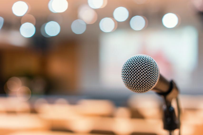 Image of microphone with blurred background