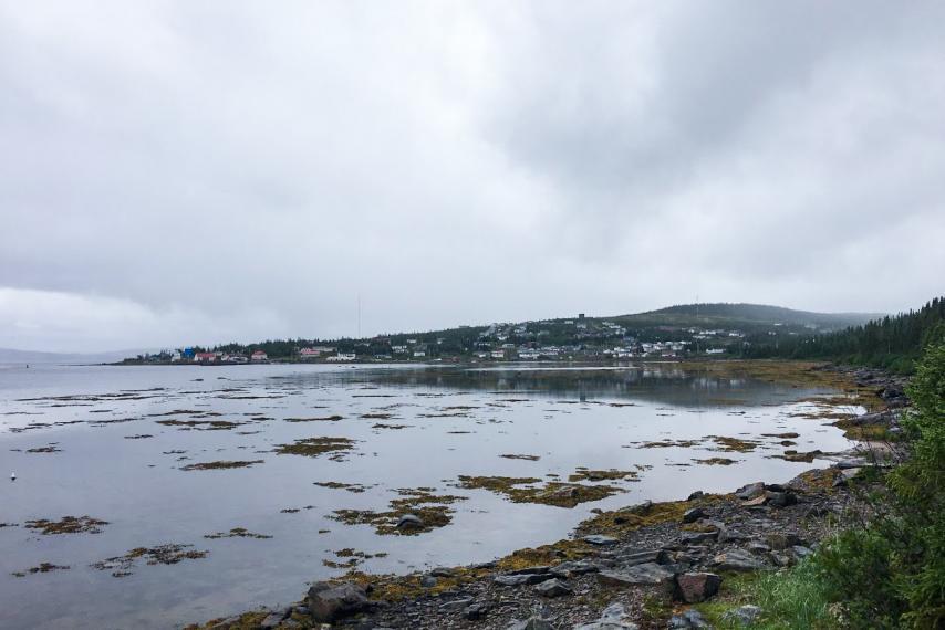 Image of Rigolet, Nunatsiavut from across the water on a cloudy day