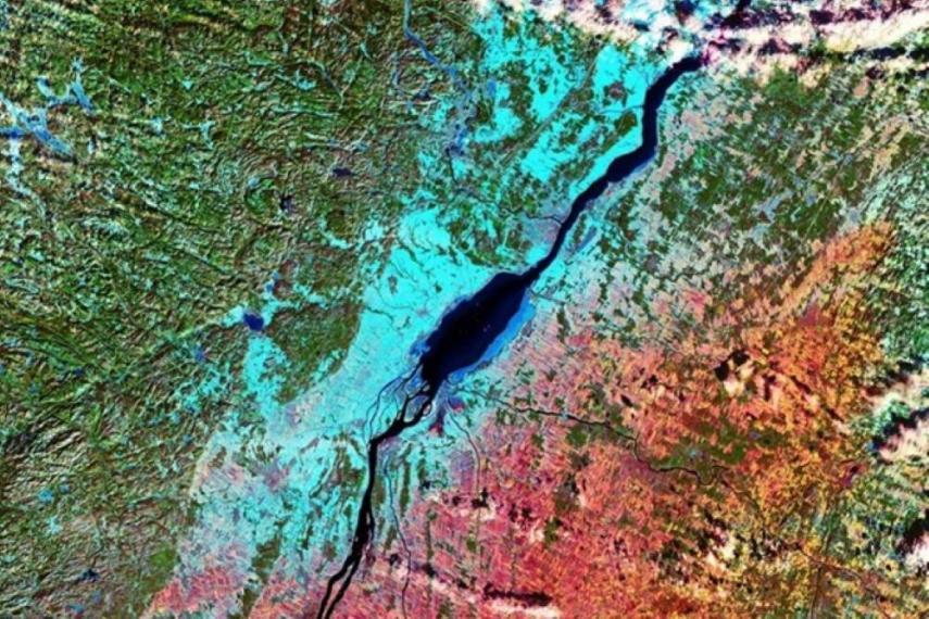 Satellite image showing Quebec.