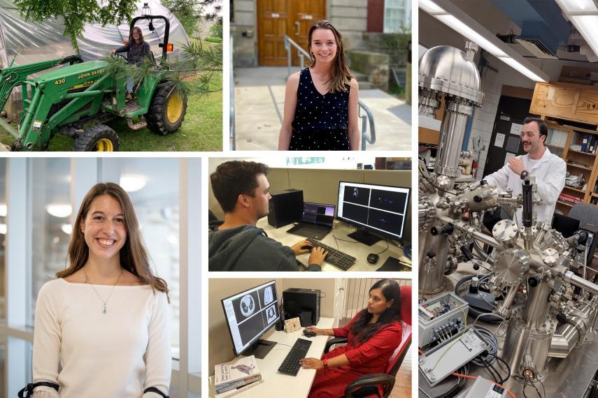 Pictures of scholarship winners. From upper left clockwise Megan Govers, Kassandra Raymond-Staley, Joshua van der Zalm, Jenita Manokaran, Alysha Cooper and Zachary Szentimrey (central).