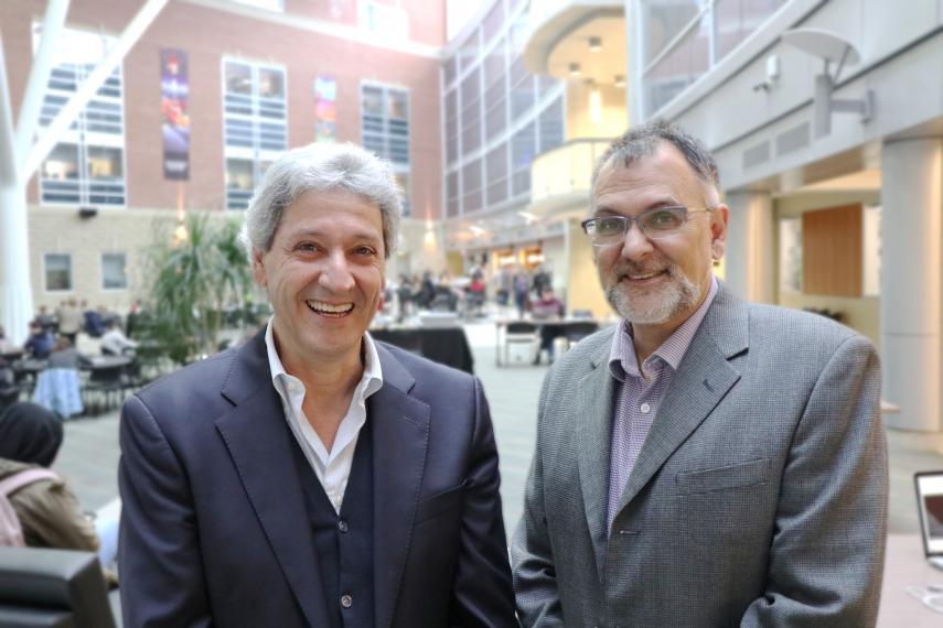 Shawki Areibi and Gary Grewal stand in the U of G Science Complex