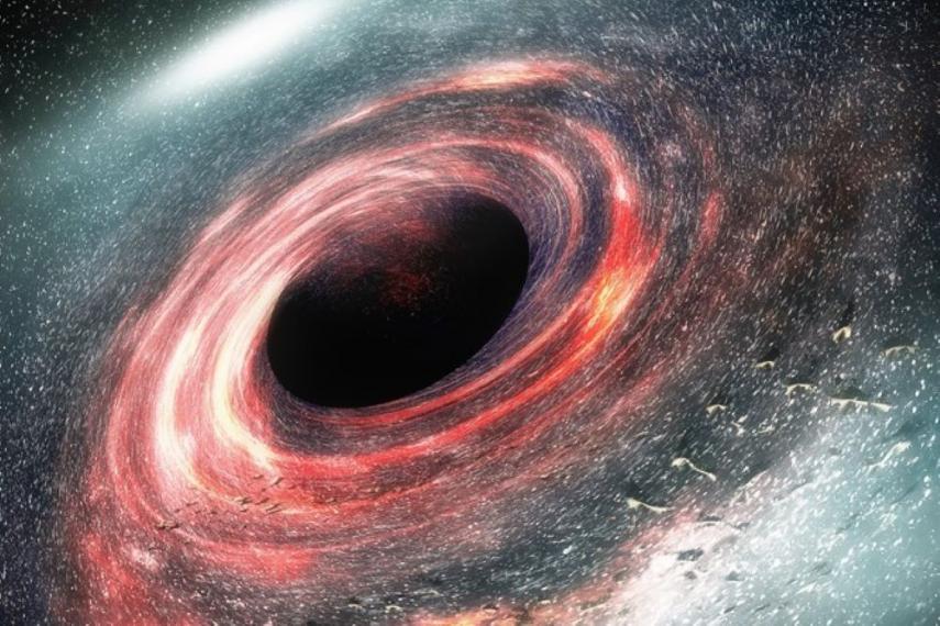 Colourful drawn image of black hole in the center of the Earth's Milky Way galaxy.