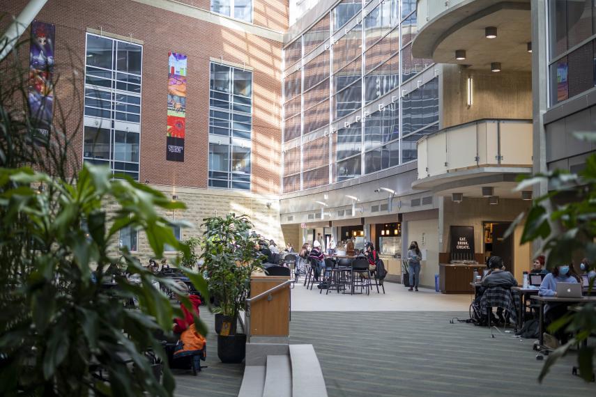 A photo of the Summerlee Science Complex interior at the University of Guelph. 