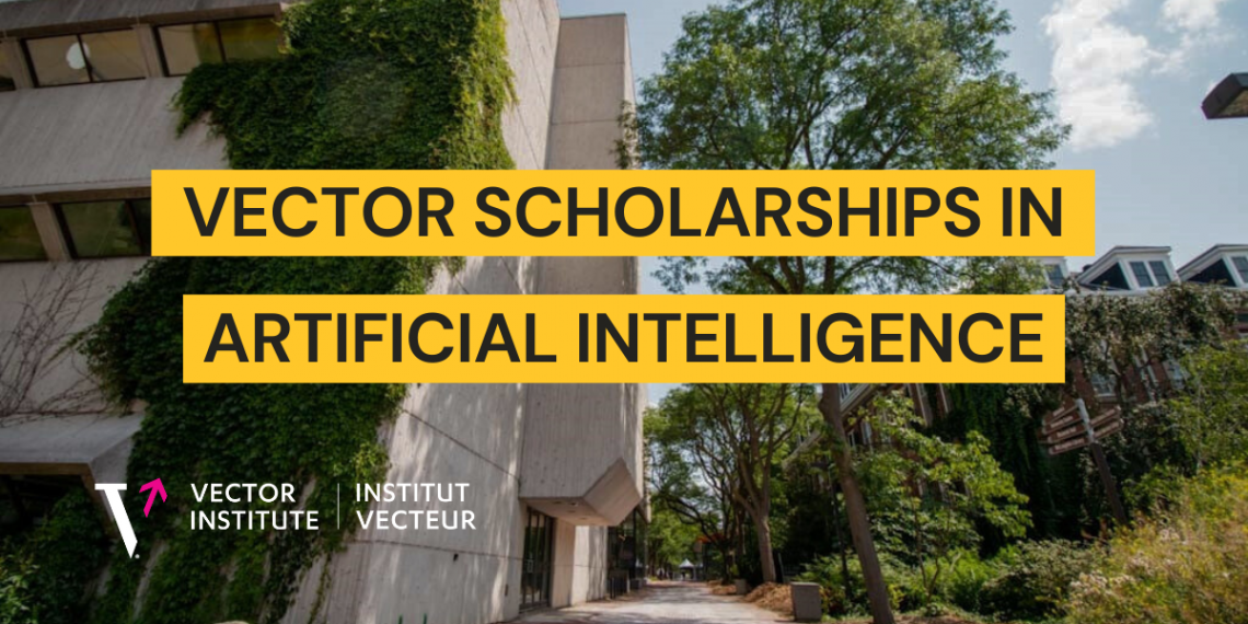 University of Guelph Building with "Vector Scholarships In Artificial Intelligence" and Vector Institute logo.