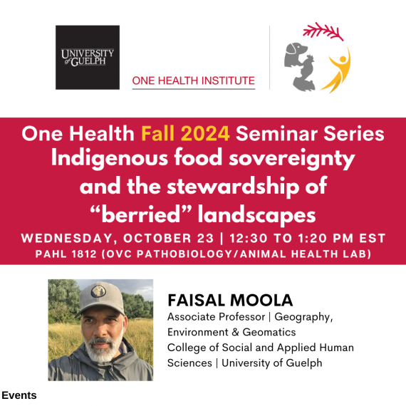 Graphic for the One Health Seminar with Dr. Faisal Moola's photo along with event details.