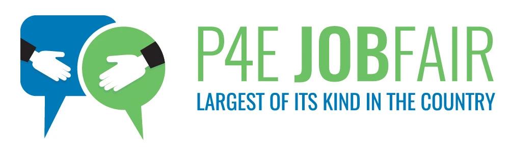 The P4E Job Fair Logo and event details.