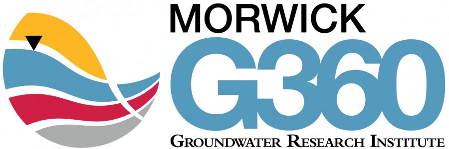The Morwick G360 Groundwater Research Institute Logo, four coloured lines in a wave pattern (yellow, light blue, red, and grey)