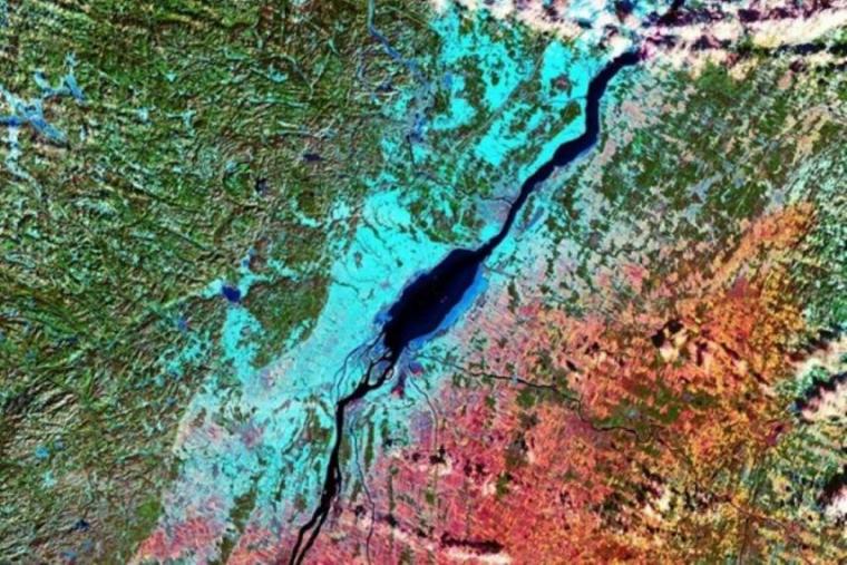 Satellite image showing Quebec.